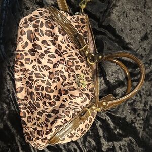 Coach Animal Print Shoulder Bag with Brown Accents